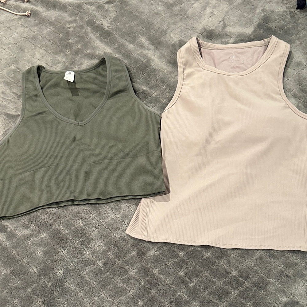 Velocity Olive and Cream Tank Tops